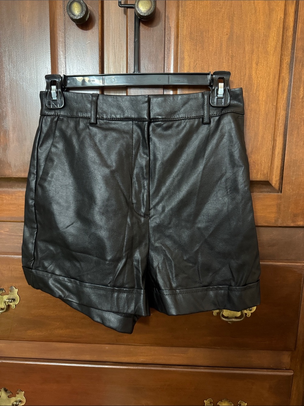Express Black Faux Leather High-Waist Shorts